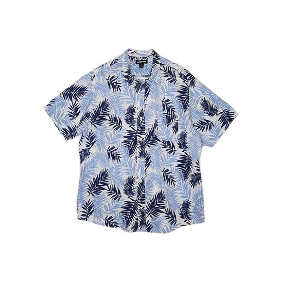 Lands' End Other - Lands' End 100% Linen Short Sleeve Tropical Palm Button Down Shirt Men's Large